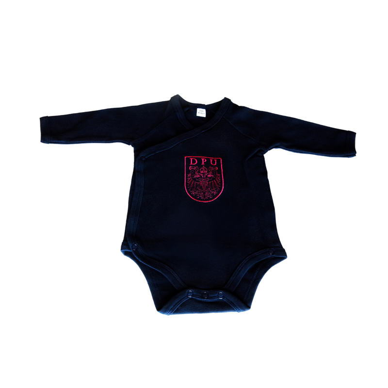 baby onesie navy - pink embroidery