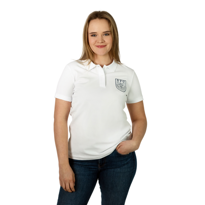 Women's Polo Shirt white - navy embroidery